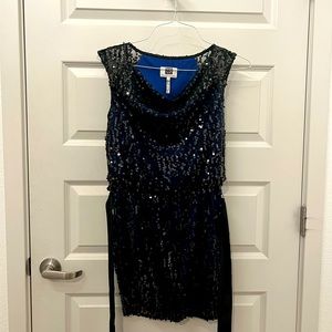 Laundry sequin dress. Black with blue lining